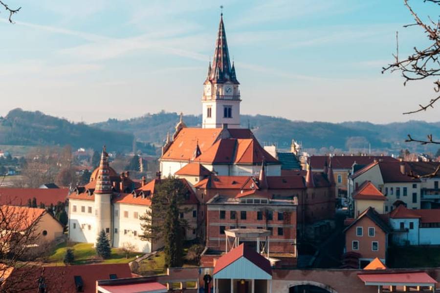 The twin spires of the basilica at Marija Bistrica, Croatia