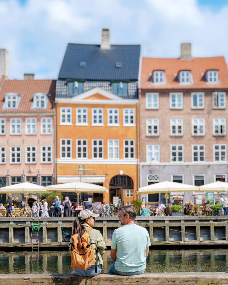 The colourful waterfront townhouses of Nyhavn in Copenhagen, Denmark