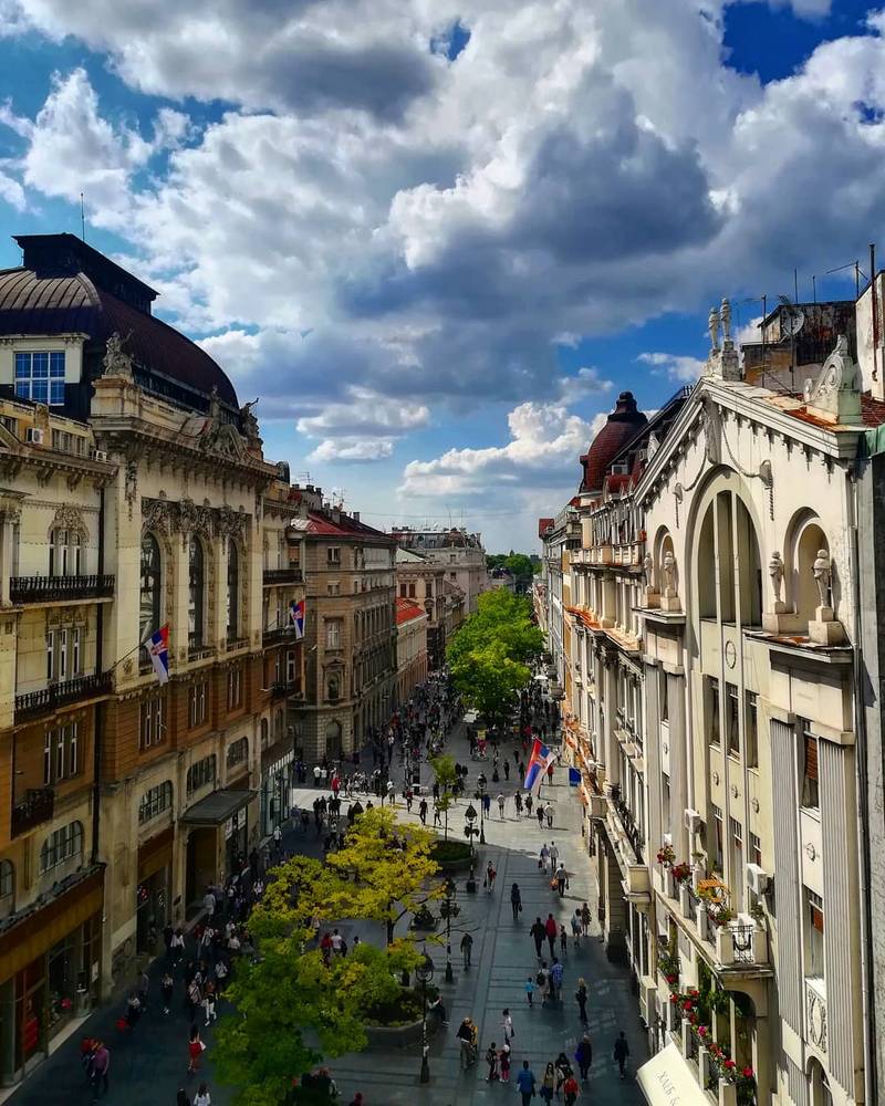 Knez Mihailova, Belgrade's main pedestrian street, early on a quiet morning