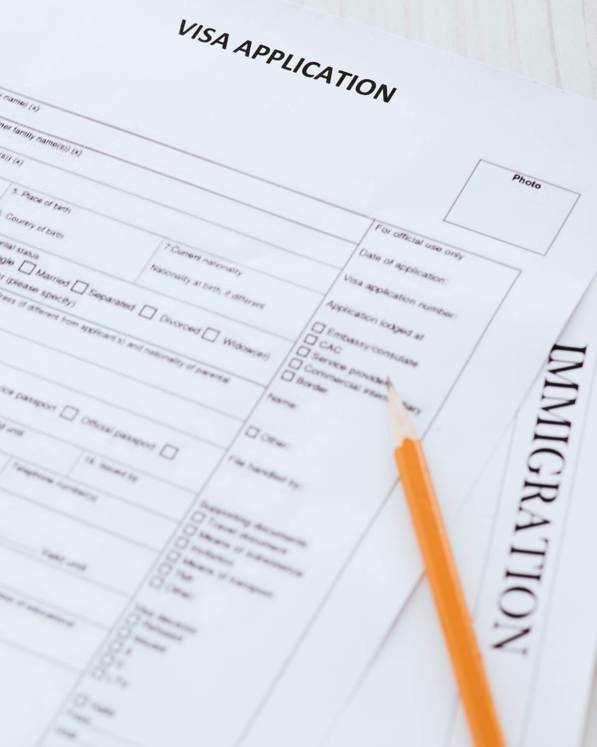 An immigration and residence permit application form ready for submission
